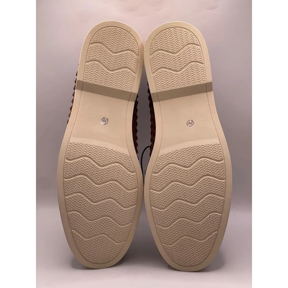 Stafford Barolo Mens Cognac Woven Penny Loafers Memory Foam Shoes 11 M NEW
